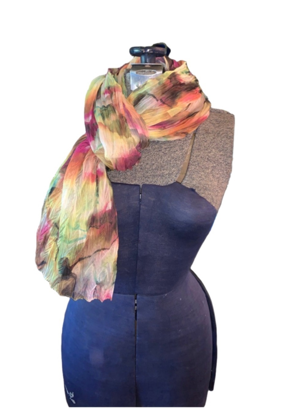 Women's Shalimar Accessories One Size Green Pink Tie-Dye Scarf